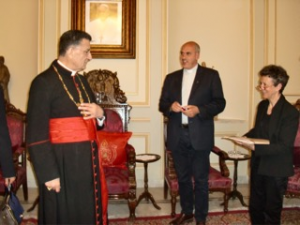 Patriarche Mgr RAI Père PETEUL et Caroline de Raimond